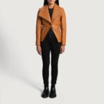 Lee Tan Brown Leather Blazer - Image 6