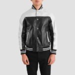 Terrance Black & White Leather Varsity Jacket - Image 5