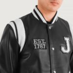 Liberte New Jersey Black Leather Varsity Jacket - Image 4