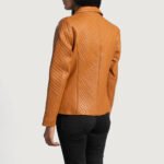 Cora Quilted Brown Leather Blazer - Image 2