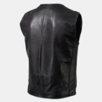 V-Neck Motorcycle Leather Biker Vest - Image 4