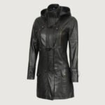 Lisa Womens Black Hooded Coat - Image 2