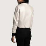 Lana Silver Leather Bomber Jacket - Image 2