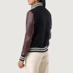 Savant Maroon & Black Hybrid Varsity Jacket - Image 2