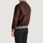 Pascal Maroon Leather Varsity Jacket - Image 2
