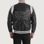Liberte New Jersey Black Leather Varsity Jacket - Image 2