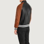 Walton Black & Brown Leather Varsity Jacket - Image 2