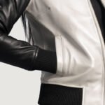 Cole Silver Leather Bomber Jacket - Image 4