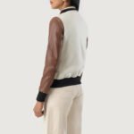 Savant White & Brown Hybrid Varsity Jacket - Image 2