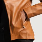 Lee Tan Brown Leather Blazer - Image 5