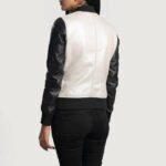 Cole Silver Leather Bomber Jacket - Image 2