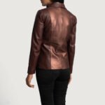 Ruby Metallic Maroon Leather Blazer - Image 2