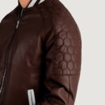 Pascal Maroon Leather Varsity Jacket - Image 4
