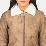 Sherilyn B-3 Distressed Brown Leather Bomber Jacket - Image 4