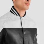 Terrance Black & White Leather Varsity Jacket - Image 4