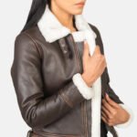 Sherilyn B-3 Brown Leather Bomber Jacket - Image 5