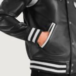 Liberte New Jersey Black Leather Varsity Jacket - Image 5