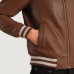 Walton Brown Leather Varsity Jacket - Image 4