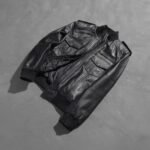 Agent Shadow Black Leather Bomber Jacket - Image 8