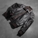 Air Rolf Brown Leather Bomber Jacket - Image 7