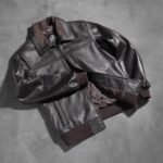 Air Rolf Brown Leather Bomber Jacket - Image 8