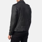 Allaric Alley Distressed Black Leather Biker Jacket - Image 5