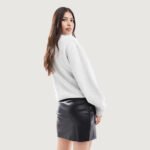 Sleek Split Faux Leather-Look Mini Skirt - Image 2