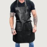 Double Pocket Leather Apron - Black