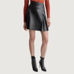 Luxe Pleat Faux Leather Mini Skirt - Image 3