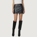 Velvet Edge Faux Leather Mini Skirt