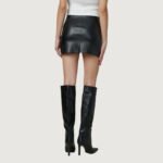 Velvet Edge Faux Leather Mini Skirt - Image 2