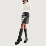 Luxe Notch Faux Leather Mini Skirt