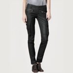 SKINNY BLACK CARGO LEATHER PANTS