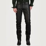 Buttoned Men Leather Pants