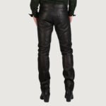 Buttoned Men Leather Pants - Image 2