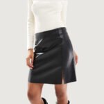 Luxe Notch Faux Leather Mini Skirt - Image 4