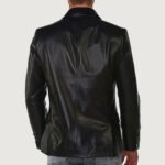 Black Stretch Leather Blazer - Image 2