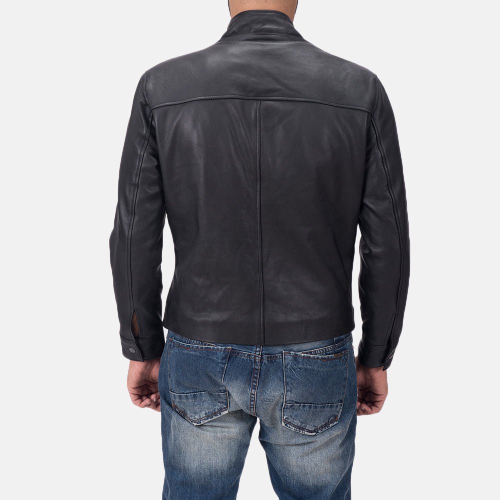 Austere Matte Black Leather Biker Jacket - Image 5