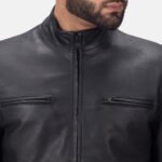 Austere Matte Black Leather Biker Jacket - Image 4