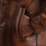 Dallis Brown Leather Shearling Trucker Jacket - Image 6