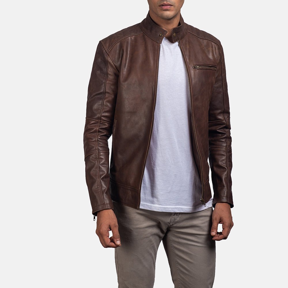 Dean_Brown_Leather_Biker_Jacket_With_Cowhide_Oil_Pull_Leather_Finish_1_dbba41e8-a89b-40bd-95b2-981a56af1e2f Dean Brown Leather Biker Jacket - Image 1