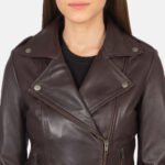 Flashback Maroon Leather Biker Jacket - Image 6