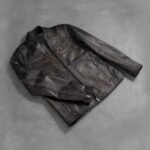 Ionic Distressed Brown Leather Biker Jacket - Image 7