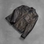 Ionic Distressed Brown Leather Biker Jacket - Image 8