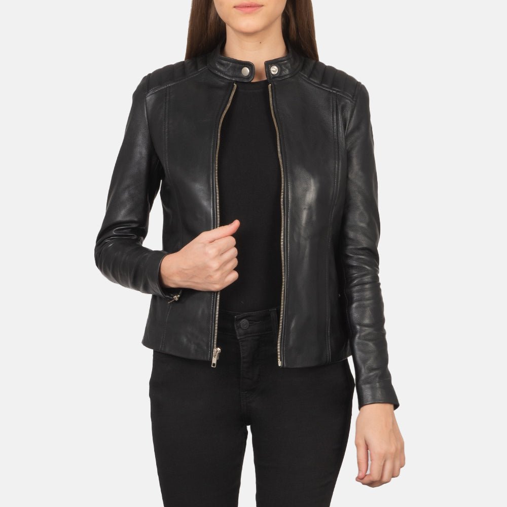 Kelsee_Black_Leather_Biker_Jacket_For_Women_Made_of_100_Real_Leather_with_quilting_2_e2ed9203-de25-4548-b9af-88d25825b939 Kelsee Black Leather Biker Jacket - Image 1