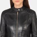 Kelsee Black Leather Biker Jacket - Image 6