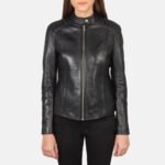 Kelsee Black Leather Biker Jacket - Image 3
