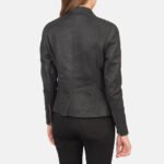 Kelsee Distressed Black Leather Biker Jacket - Image 5