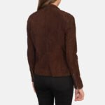 Kelsee Mocha Suede Biker Jacket - Image 5