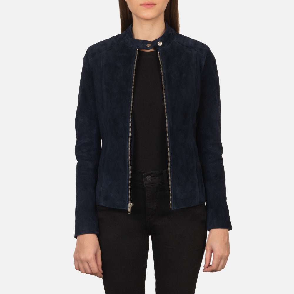 Kelsee_Navy_Blue_Suede_Leather_Biker_Jacket_For_Women_2_f6440c83-3592-4692-b09c-0bd44113cf7c Kelsee Navy Blue Suede Biker Jacket - Image 1